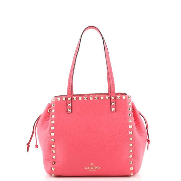 Valentino Garavani Rockstud Drawstring Tote Leather Pink - Picture 3 of 7